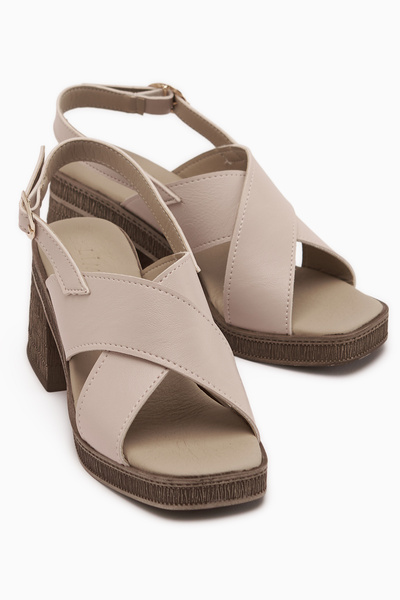 Ymn ayakkabı Alven Women's Beige Ankle Strap Cross-Strapped Comfortable & Lig...