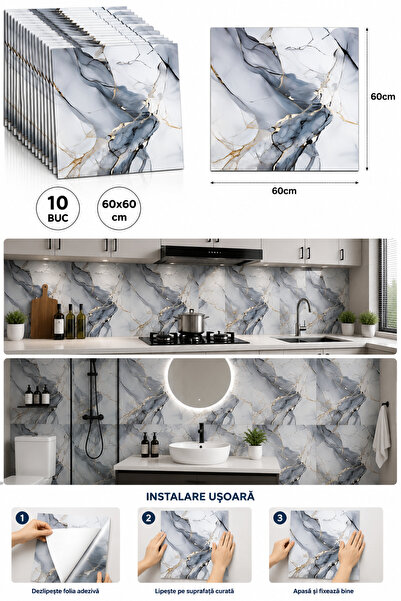 OEM HomeRoy Tapet Decorativ Autoadeziv 3D – Set 10 Bucăți