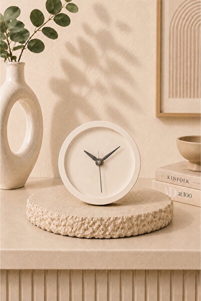 Sese Home Concept Modern Taş Tozu Masa Saati - Gold Renk Dekoratif