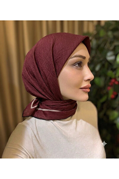 Butik Yeni Kadın Yazlık Bordo Kare Soft Eşarp
