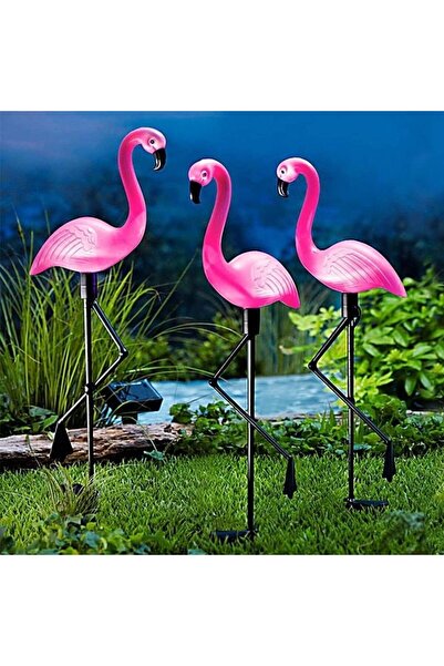 Vivendo Set 3 x Lampa Solara Flamingo 52 cm Roz Iluminare LED Gradina