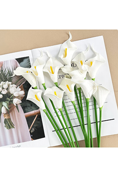 Choice 10PCS white 10/20PCS Artificial Flowers Calla Lily Bouquet for Bridal ...