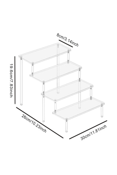 Choice 4 Tire 30x8cm 1/2/3/4 Tier Acrylic Riser Display Shelf Clear Acrylic D...