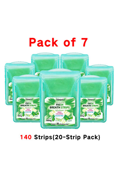 Choice Pack of 7 FREEGRIN Cool Mint Pocketpaks Breath Strips,Sugar-Free Disso...