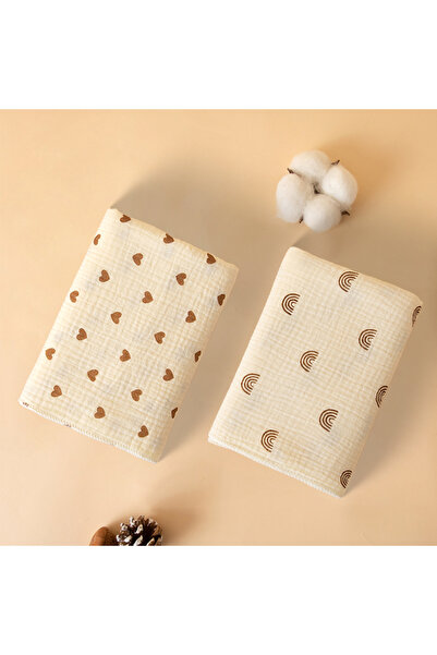 Choice4 Heart Rainbow Simple Style Printed Baby Blanket Made of Gauze Materia...