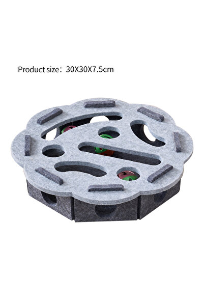 Choice1 Gray-round Interactive Cat Puzzle Toy Felt Toy Box with Maze Tunnel B...