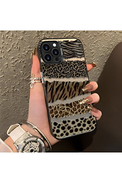 PATTERNOVA iPhone 14 Pro Max Uyumlu Yüksek Kalite Klasik Leopar Gümüş Kılıf, ...