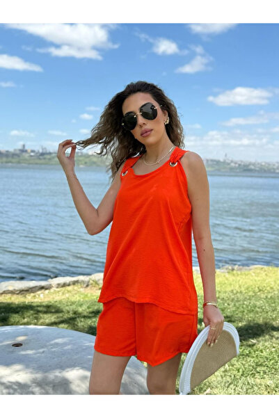 Efnaz style بلوزة نسائية بدون أكمام ورقبة على شكل حرف V وتفاصيل عين الطير، مج...