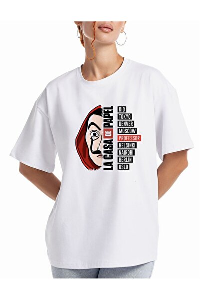 Krays Unisex La Casa De Papel Professor and Character Printed White T-Shirt 1...
