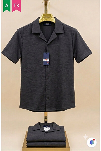 ATKGİYİM Short Sleeved Men's Shirt Breathable Fabric Grey Mint Green Brown Le...