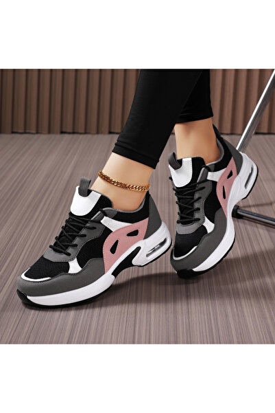 SOSENFER Women’s Black Pink Platform Sneakers Casual Sports Shoes Breathable ...