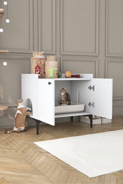 Rani Mobilya Rani PA101 Kedi Mobilyası Çok Amaçlı Dolap Gizli Kedi Tuvalet Do...