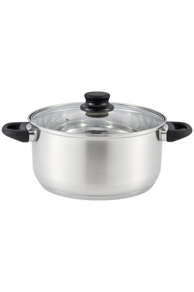 Cumpara-Istet Stainless steel pot 24 cm with glass lid induction