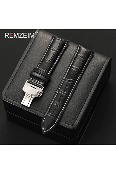Choice26 20mm Black White Bamboo Pattern Leather Watchband 18mm 19mm 20mm 21m...