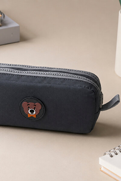 NEMO BAGS Unisex Gray Pen Holder Large, Waterproof Fabric Double Compartment ...