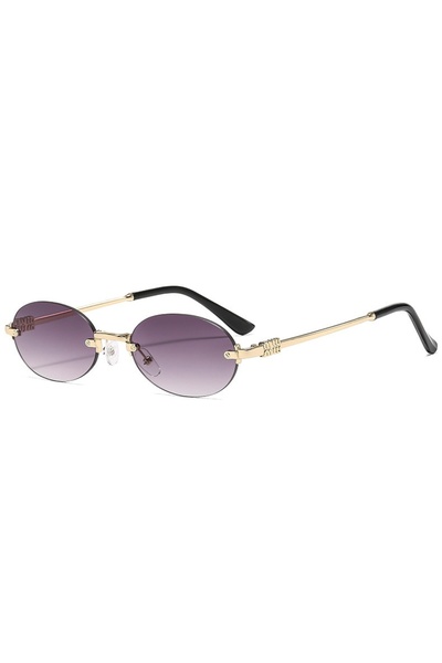Choice Other Gold Gray Light Luxury Rimless Oval Personalized Sunglasses, Hig...