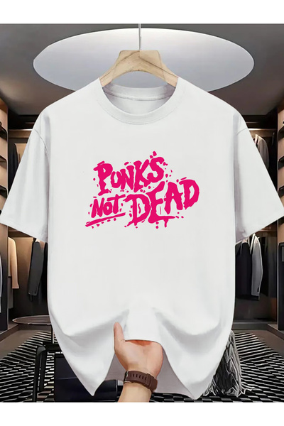 NOURAM تي شيرت مطبوع عليه "Punks Not Dead" بأكمام قصيرة، ملابس الشارع العصرية...