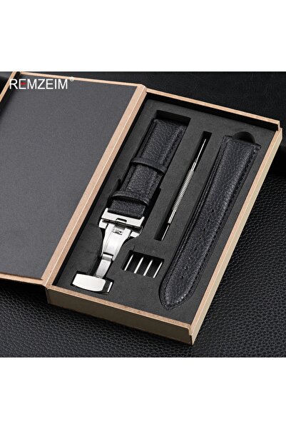 Choice 18mm black Litchi Pattern Design Leather Wrist Band 18mm 20mm 22mm Men...