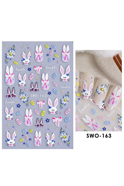 choice2 SWO-163 1/2pcs Easter Bunny Matte Nail Stickers Adorable Rabbit Color...