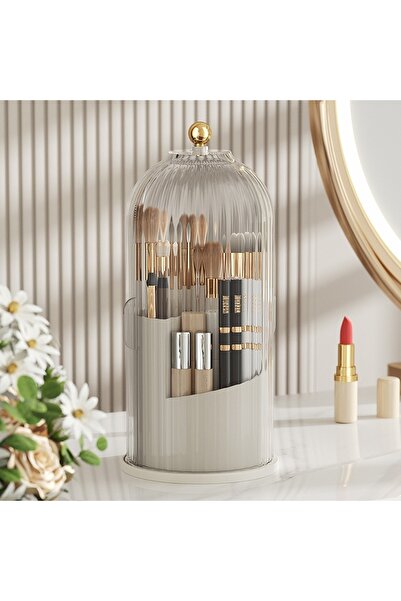Choice WHITE Rotating makeup brush storage box to give your dressing table a ...