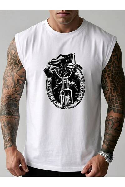 FAVORİST AMERICAN BIKER Muška majica bez rukava sa printom, atletska majica b...