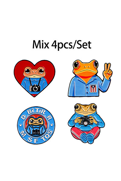 choice2 2 1-6pcs/Set Photographer Frog Enamel Pin Spanish Quote Brooches on C...