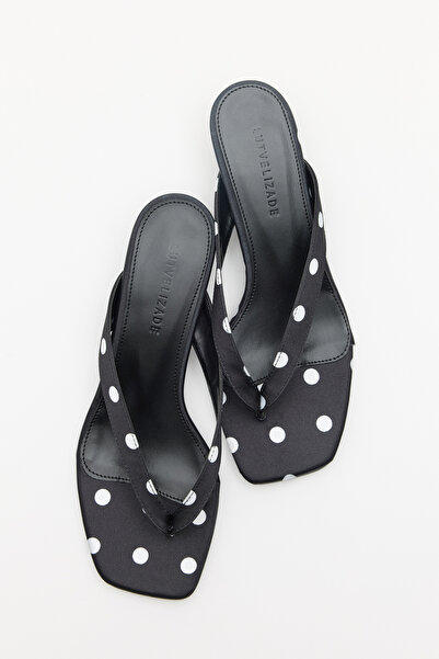 LUTVELIZADE Heeled Shoes 2523 - Flip-Flop Mini Black Polka Dot Women's Heeled...