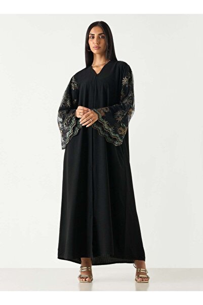 Azria Fashion Black Lace Embellished Abaya