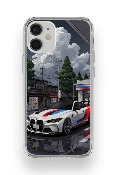 FLAMENKO حافظة هاتف شفافة متوافقة مع هاتف iPhone 12 Mini بنمط BMW