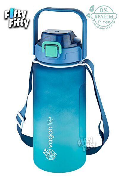 Vagonlife 1500 ml Tritan Single Lid Dual Use Straw Comfortable Drinking Motiv...