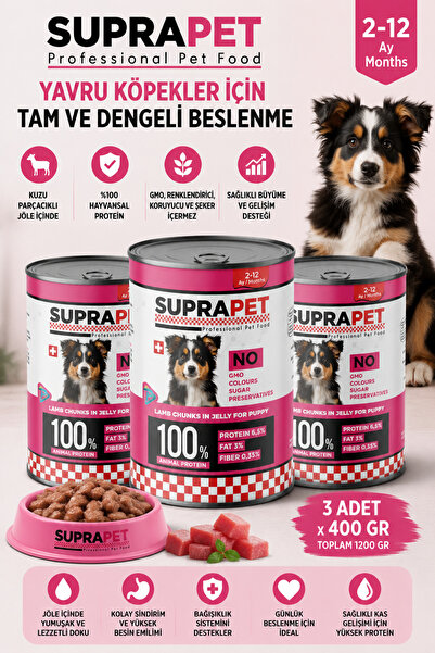 Comprox SUPRAPETKuzu Etli Yavru Köpek Konservesi 400 Gr x 3 Adet – Puppy Lamb...