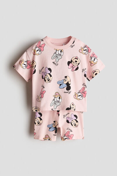 H&M 2 Parçalı Pamuklu ve Baskılı Set