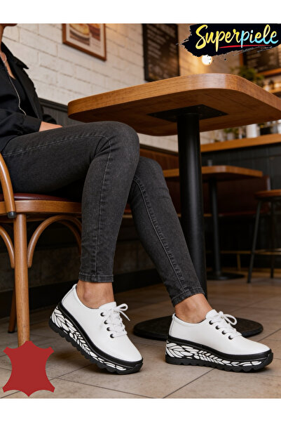 ANGEL BLUE Pantofi casual dama piele naturala cu talpa groasă neagră