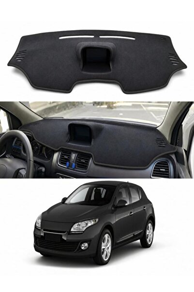 e-biz Renault Megane 3 Buyuk Ekranli (2012-2016) Uyumlu Torpido Koruma Örtüsü Oto Kılıfı Siyah