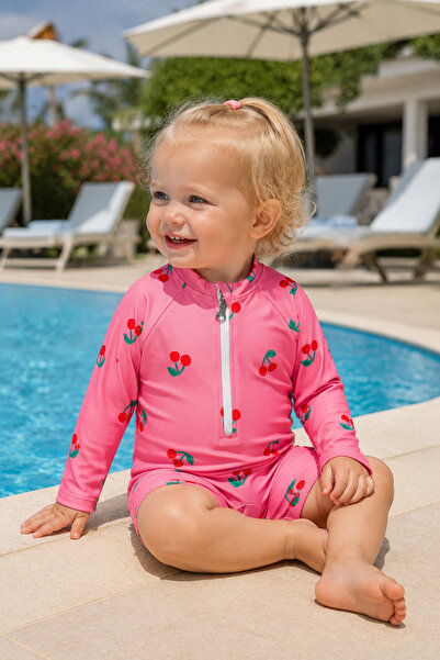 Beniizle Desenli Fermuarlı Unisex Bebek Mayo