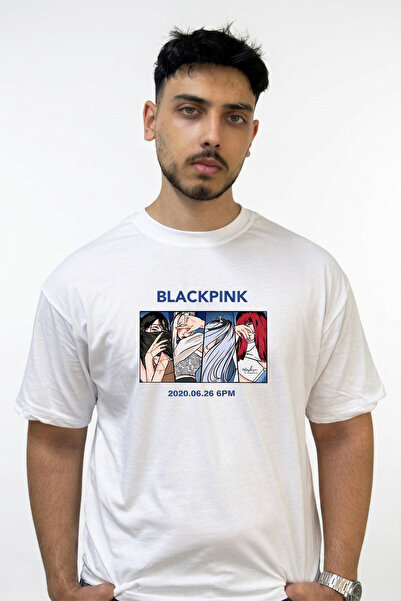 Anetos Black Pink_1 Design Printed Oversize White T-Shirt