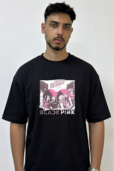 Anetos Blackpink Kpop_1 Design Printed Oversize Black T-Shirt