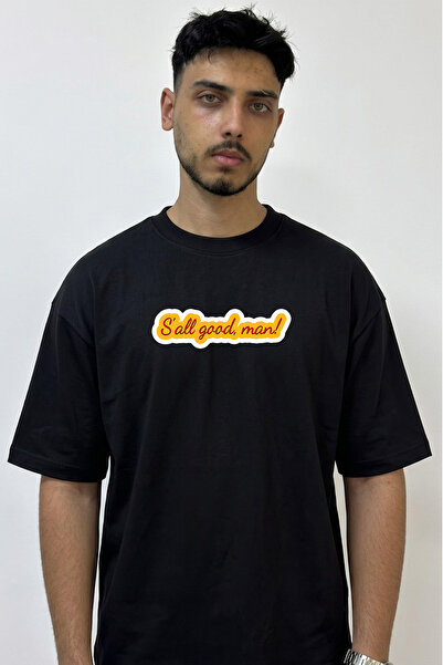Anetos Saul Goodman Design Printed Oversize Black T-Shirt