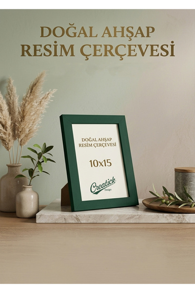 Creatick Design İskandinav 10x15 Ahşap Resim Fotoğraf Çerçevesi - Doğal Çam A...