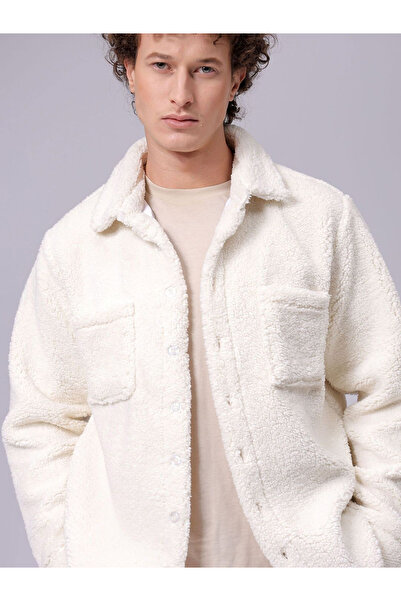 The Indian Garage Co By Styli Men White Regular Fit Sherpa Shirt