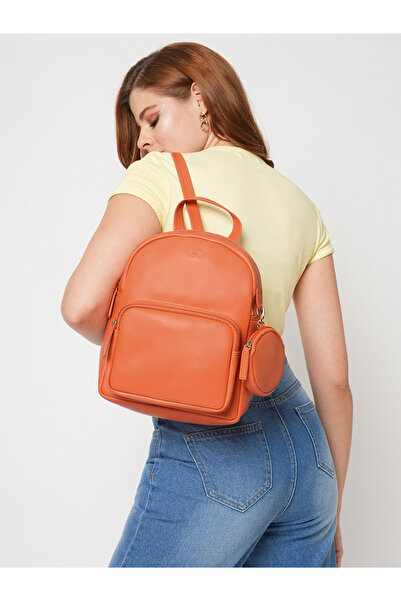 Globus By Styli Coral Faux Leather Backpack with Pouch