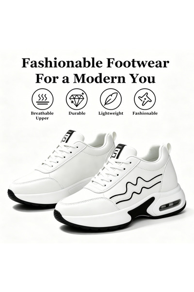 SOSENFER Women's walking shoes, comfortable, leather, and height-increasing
