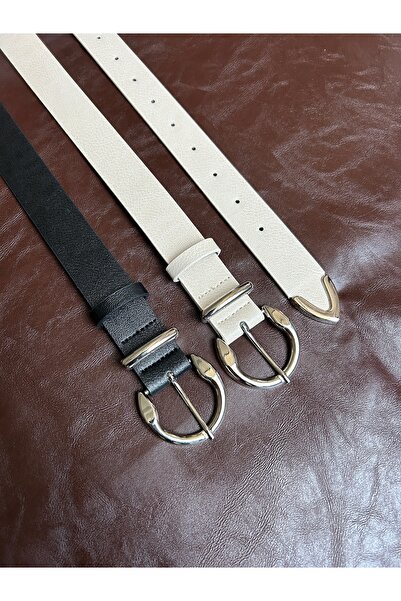 LİA KEMER 2-Pack Learn Round Buckle Model Jacket Belt Dress Belt Trouser Belt