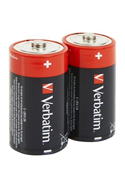 Verbatim Baterii alcaline C LR14, pachet de 2, 1.5V, negru/roșu