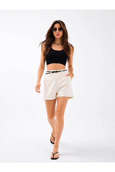 Rabona Fashion Marina 100% Cotton Belted Shorts