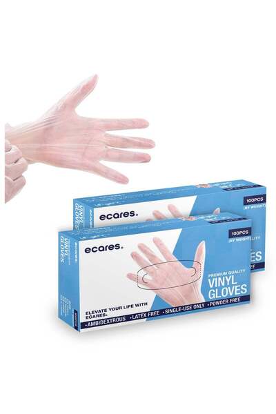 Ecares ® Vinyl Gloves, Latex-Free, Powder-Free, Disposable, Durable and Non-S...