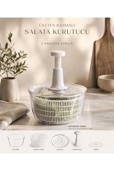 Store HGY Home Manuel Basmalı Sebze\Salata Kurutucu - 5LT - Beyaz