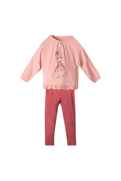 NEK KIDS WEAR 131025 Παιδικό σετ για κορίτσι, χρώμα πούδρας με σχέδιο σάπιο μ...