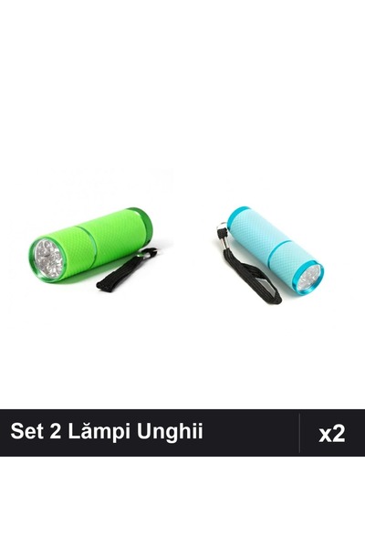 NAİLS Set 2 Lămpi LED/UV Mini Lanternă 9 Becuri pentru Uscare Unghii - Verde ...