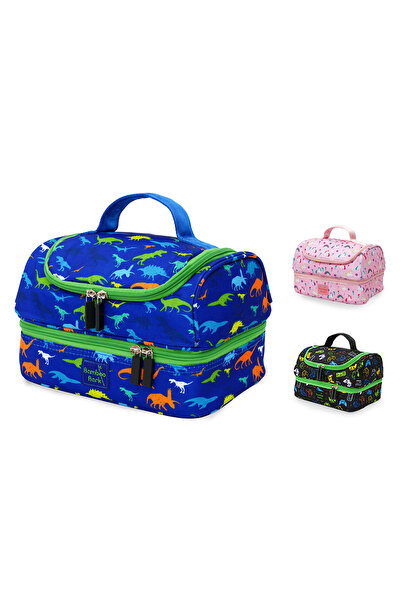 Bamboo Bark kids childrens double layer insulated lunch bag for school, picni...